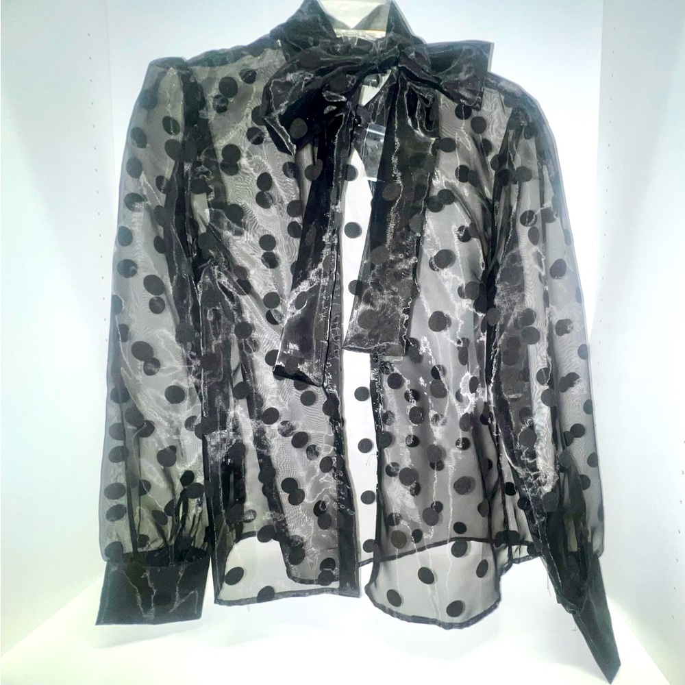 Sheer polka-dot dress shirt